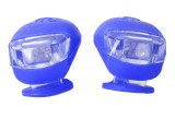 Cumpara ieftin Set 2 lampi silicon pentru bicicleta, cu lumina alba, 3 moduri de luminare, impermeabile, albastru