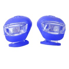 Set 2 lampi silicon pentru bicicleta, cu lumina alba, 3 moduri de luminare, impermeabile, albastru