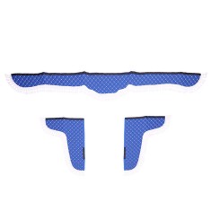 Set Perdele Decor Cabina Camion, Universale, Velur, Albastru , Alb