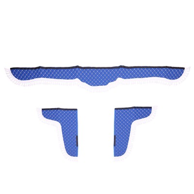 Set Perdele Decor Cabina Camion, Universale, Velur, Albastru , Alb foto