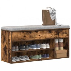 vidaXL Bancă de pantofi, stejar fumuriu, 102x30,5x45 cm lemn prelucrat 859140