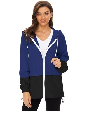 Jacheta de ploaie pentru femei Durio, usoara, respirabila, pliabila, negru albastru, 3XL - OUTLET foto