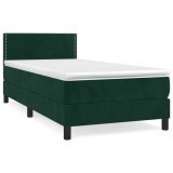 Cumpara ieftin Pat box spring cu saltea, verde inchis, 80x200 cm, catifea
