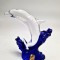 delfin figurina din cristal cobalt si transparent Bleikristall Germania 17 cm