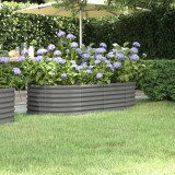 vidaXL Strat &icirc;nălțat grădină gri 152x80x36cm oțel vopsit electrostatic