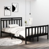 VidaXL Cadru de pat, negru, 140x190 cm, lemn masiv