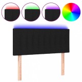Cumpara ieftin Tablie de pat cu LED, negru, 100x5x78/88 cm, textil