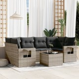 Gossi set canapele de gradina, 7 piese, cu perne, gri, poliratan