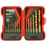 Raider 157789 - Set burghie metal HSS-TIN 1.5-10 mm tija cilindrica 15 bucati