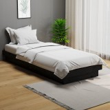VidaXL Cadru de pat mic single, negru, 75x190 cm, lemn masiv