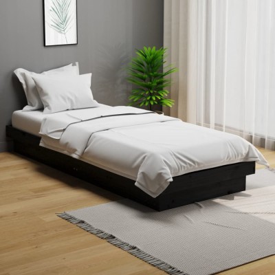 vidaXL Cadru de pat mic single, negru, 75x190 cm, lemn masiv 819936 foto