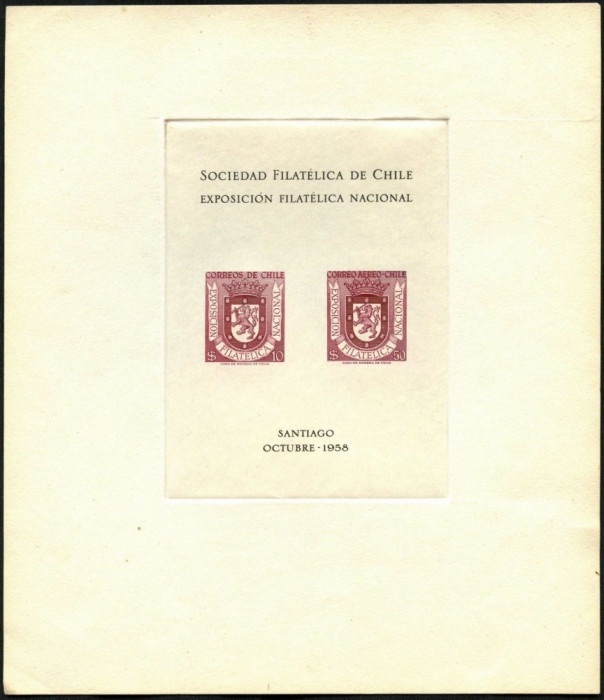 CHILE 1958 EXPOZITIA NATIONALA EXFINA - COTA MICHEL 65 EURO