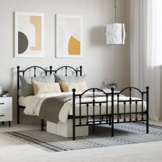 vidaXL Cadru pat metalic cu tăblie de cap/picioare, negru, 120x190 cm 353454