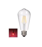 Bec Vintage LED E27 ST64 4W 185-240V (Edison retro)-Culoare Roșu