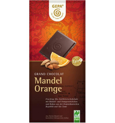 Ciocolata Amaruie cu Migdale si Portocale Bio 100 grame Gepa foto