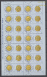 ROMANIA 2007 LP 1782 b 140 de ani Sistem Monetar Ro bloc de 14marci 14 viniete, Nestampilat