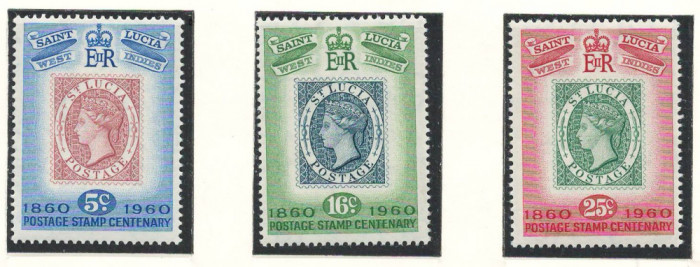 St Lucia 1960 Mi 165/67 MNH - 100 de ani de timbre