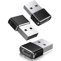 Set 3x Adaptor mini USB tip C la USB, viteza rapida de transfer - Negru