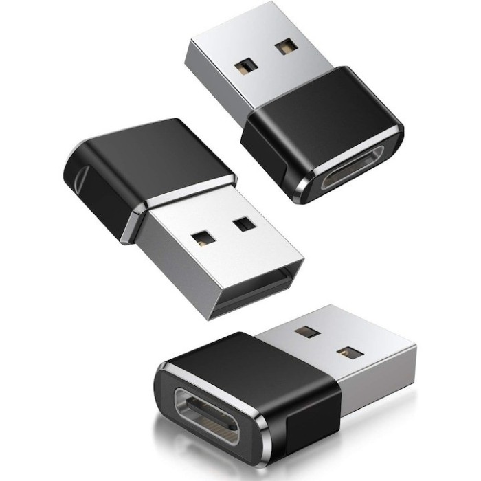 Set 3x Adaptor mini USB tip C la USB, viteza rapida de transfer - Negru