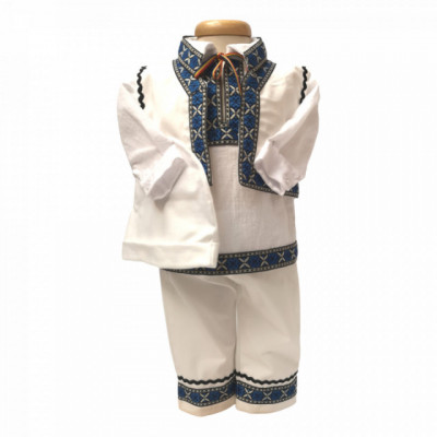 Costum traditional bebe baietel, Albastru, Denikos&amp;reg; 670 foto
