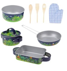 Set de gatit pentru copii cu vase din metal 9 piese