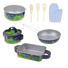 Set de gatit pentru copii cu vase din metal 9 piese
