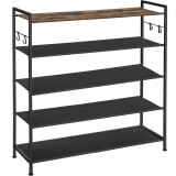 SONGMICS Raft de depozitare pantofi, metalic, 5 nivele din tesatura oxford, pentru 20-25 perechi, 29x89x93cm, maro rustic si negru Household NewTrend