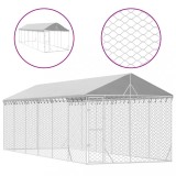 Cumpara ieftin Padoc de exterior cu acoperis argintiu 3x9x2,5m otel galvanizat