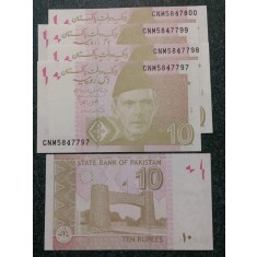 Pakistan 2024 - 10 rupees, necirculata (5 bucati)