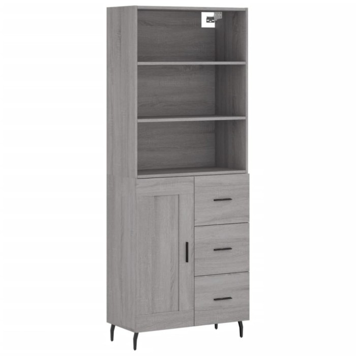 Dulap inalt, gri sonoma, 69,5x34x180 cm, lemn compozit