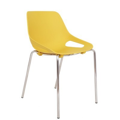SCAUN Q5 - CADRU CROMAT - GALBEN foto