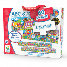 Jucarie Set 2 Puzzle-uri, The Learning Journey, Trenul urias cu numere si litere-ENG, Multicolor