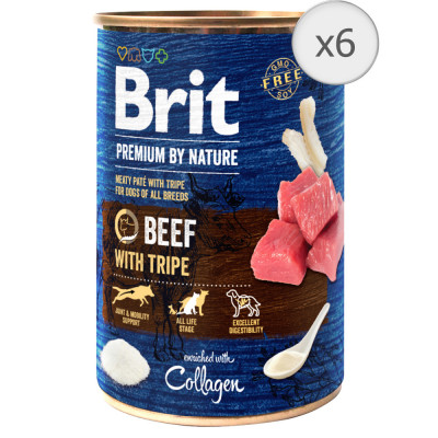 Hrana umeda pentru caini Brit Premium, Beef With Tripes, 6 x 400g foto