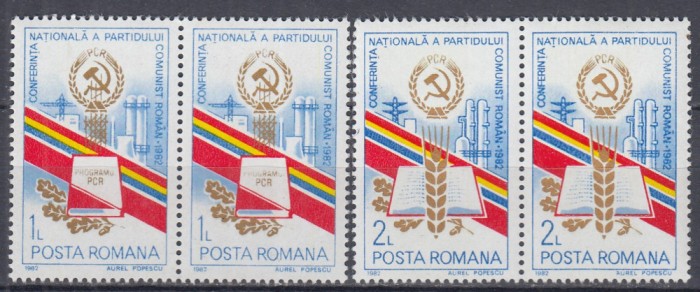 ROMANIA 1982 LP 1067 CONFERINTA NATIONALA A P.C.R. PERECHE SERII MNH