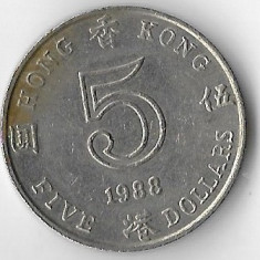 Moneda 5 dollars 1988 - Hong Kong
