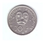 Moneda Polinezia Franceza 10 francs/franci 1967, stare buna, curata