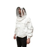 Bluza apicola alba cu masca de protectie tip gluga, marimea XL