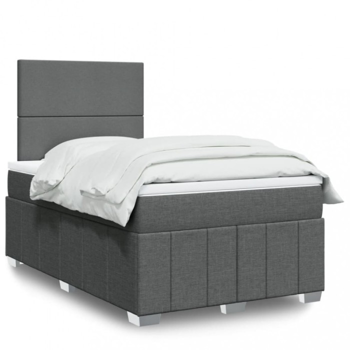 vidaXL Pat box spring cu saltea, gri &icirc;nchis, 120x200 cm, textil 3291629