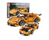 Set de constructie masina de curse GT, portocaliu, 1:14, 1268 piese, Lean 23706