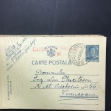 CP01 Titlu Okazii: Carte postala veche 1941 stampila rosie CENZURAT ARGES 10 si hexagonala PTT Rosiu WW2 rarisima