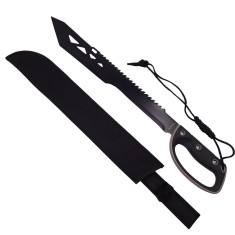 Sabie de vanatoare IdeallStore?, Pirate Life, 65 cm, otel inoxidabil, neagra, teaca inclusa foto