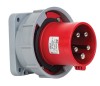 Fisa stecher incastrabil 5 poli 63A 3P+N+PE drept 380V culoare rosie IP67 6h CEE 100x100mm, METE