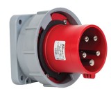 Fisa stecher incastrabil 5 poli 63A 3P+N+PE drept 380V culoare rosie IP67 6h CEE 100x100mm, METE