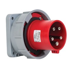 Fisa stecher incastrabil 5 poli 63A 3P+N+PE drept 380V culoare rosie IP67 6h CEE 100x100mm