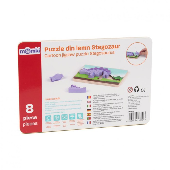 PUZZLE DIN LEMN STEGOZAUR, 8 PIESE
