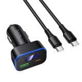 Incarcator auto HOCO Z63B 48W USB-A + USB-C PD QC3.0 + cablu USB-C