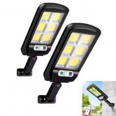 Set 2x lampa solara 120LED, senzor de miscare, telecomanda