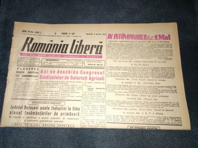 ZIARUL ROMANIA LIBERA 9 APRILIE 1949 foto