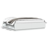 Gossi cadru de pat cu lumini led, alb, 200x200 cm, lemn prelucrat