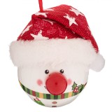 Glob Crăciun, Model Cap Om de Zăpadă, Culoare Alb, Căciulă Roșie, Nas Roșu, Dimensiune 6.5cm, Plastic, Oem
